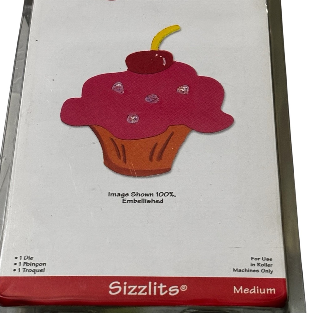 This is a Sizzix Sizzlits Die Cupcake with Floral, Thank You embossing folders - Picture 3 of 7